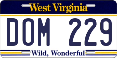 WV license plate DOM229