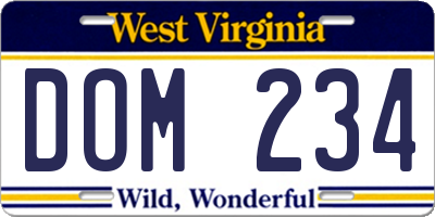 WV license plate DOM234