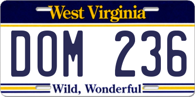 WV license plate DOM236