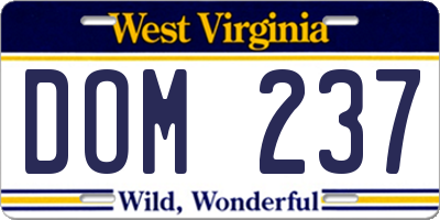 WV license plate DOM237
