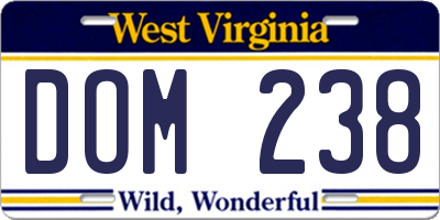 WV license plate DOM238