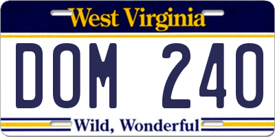 WV license plate DOM240