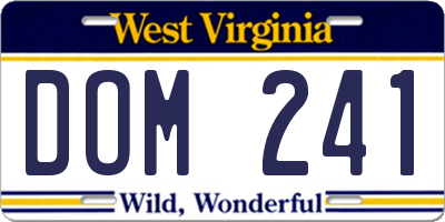 WV license plate DOM241