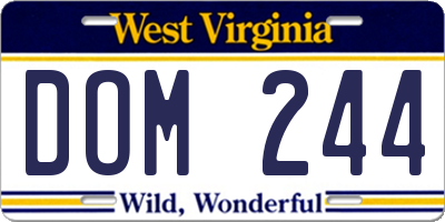 WV license plate DOM244