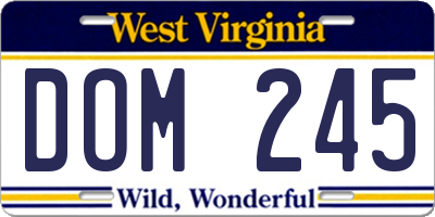 WV license plate DOM245