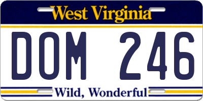 WV license plate DOM246