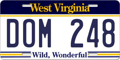 WV license plate DOM248