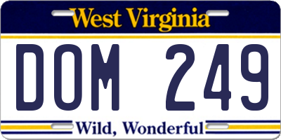 WV license plate DOM249