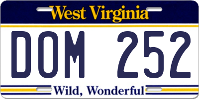 WV license plate DOM252