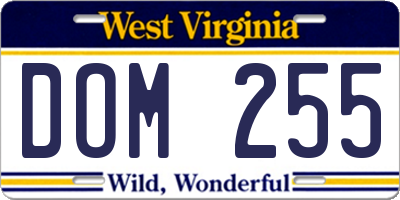 WV license plate DOM255