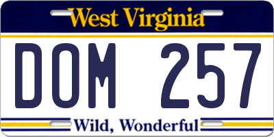 WV license plate DOM257