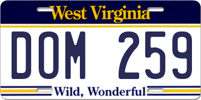 WV license plate DOM259