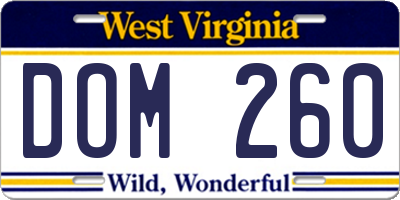 WV license plate DOM260