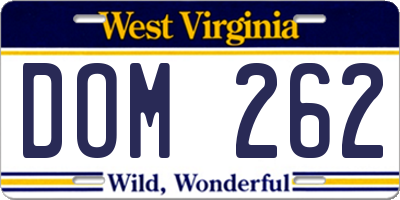 WV license plate DOM262