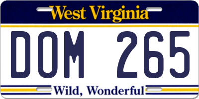 WV license plate DOM265