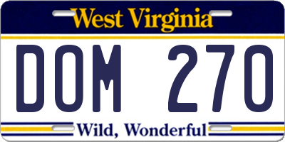 WV license plate DOM270