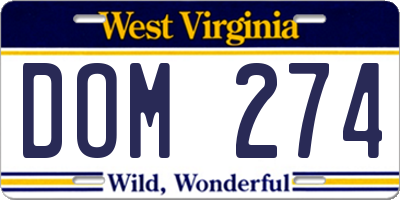 WV license plate DOM274