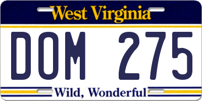 WV license plate DOM275