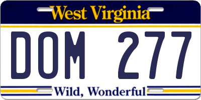 WV license plate DOM277