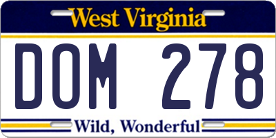 WV license plate DOM278