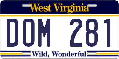 WV license plate DOM281