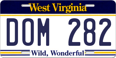 WV license plate DOM282