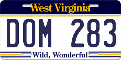 WV license plate DOM283