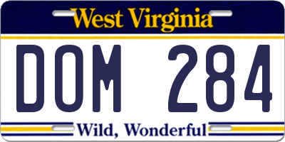 WV license plate DOM284