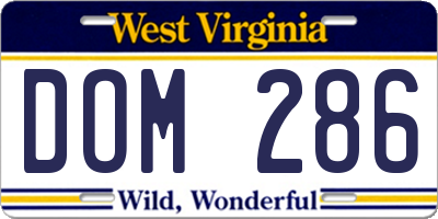 WV license plate DOM286