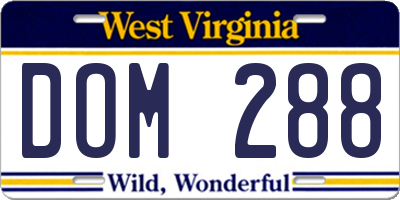 WV license plate DOM288