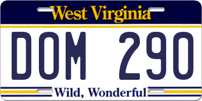 WV license plate DOM290
