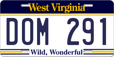 WV license plate DOM291
