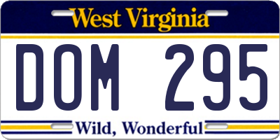 WV license plate DOM295