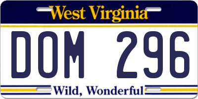 WV license plate DOM296