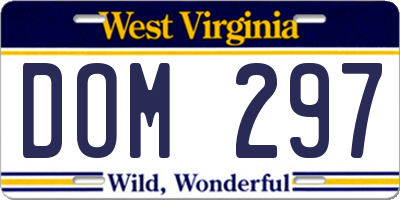 WV license plate DOM297