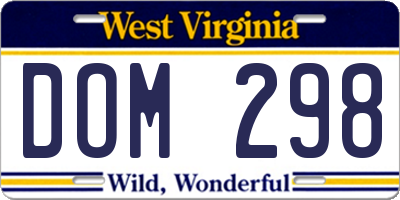 WV license plate DOM298
