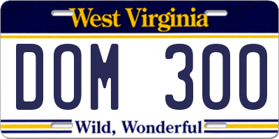 WV license plate DOM300