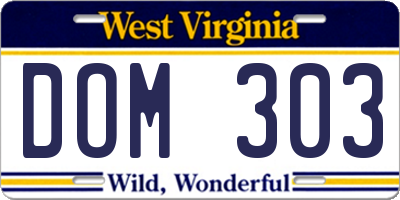WV license plate DOM303