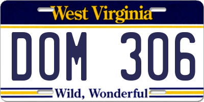 WV license plate DOM306