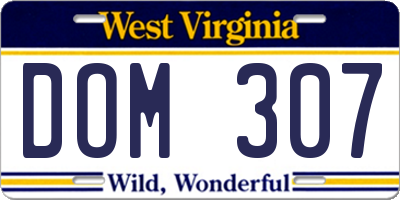 WV license plate DOM307