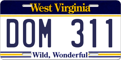 WV license plate DOM311