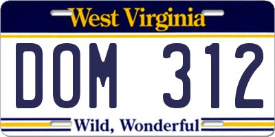 WV license plate DOM312