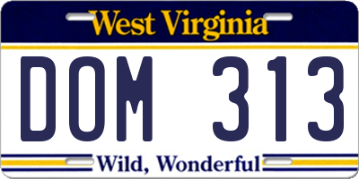WV license plate DOM313