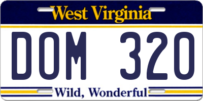 WV license plate DOM320