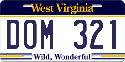 WV license plate DOM321