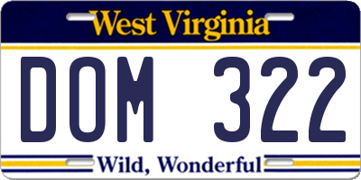 WV license plate DOM322