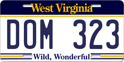 WV license plate DOM323