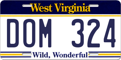 WV license plate DOM324