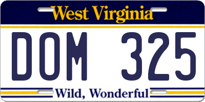 WV license plate DOM325