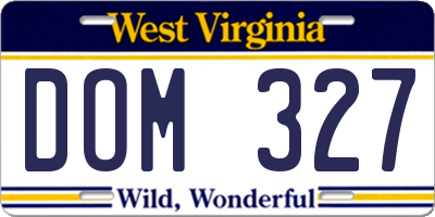 WV license plate DOM327